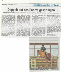 AZ Bericht Hallenspringturnier 2019 Doppelt auf das Podest gesprungen